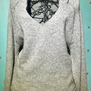 Women's Heather Gray 100% Cashmere Hoodie Sweater